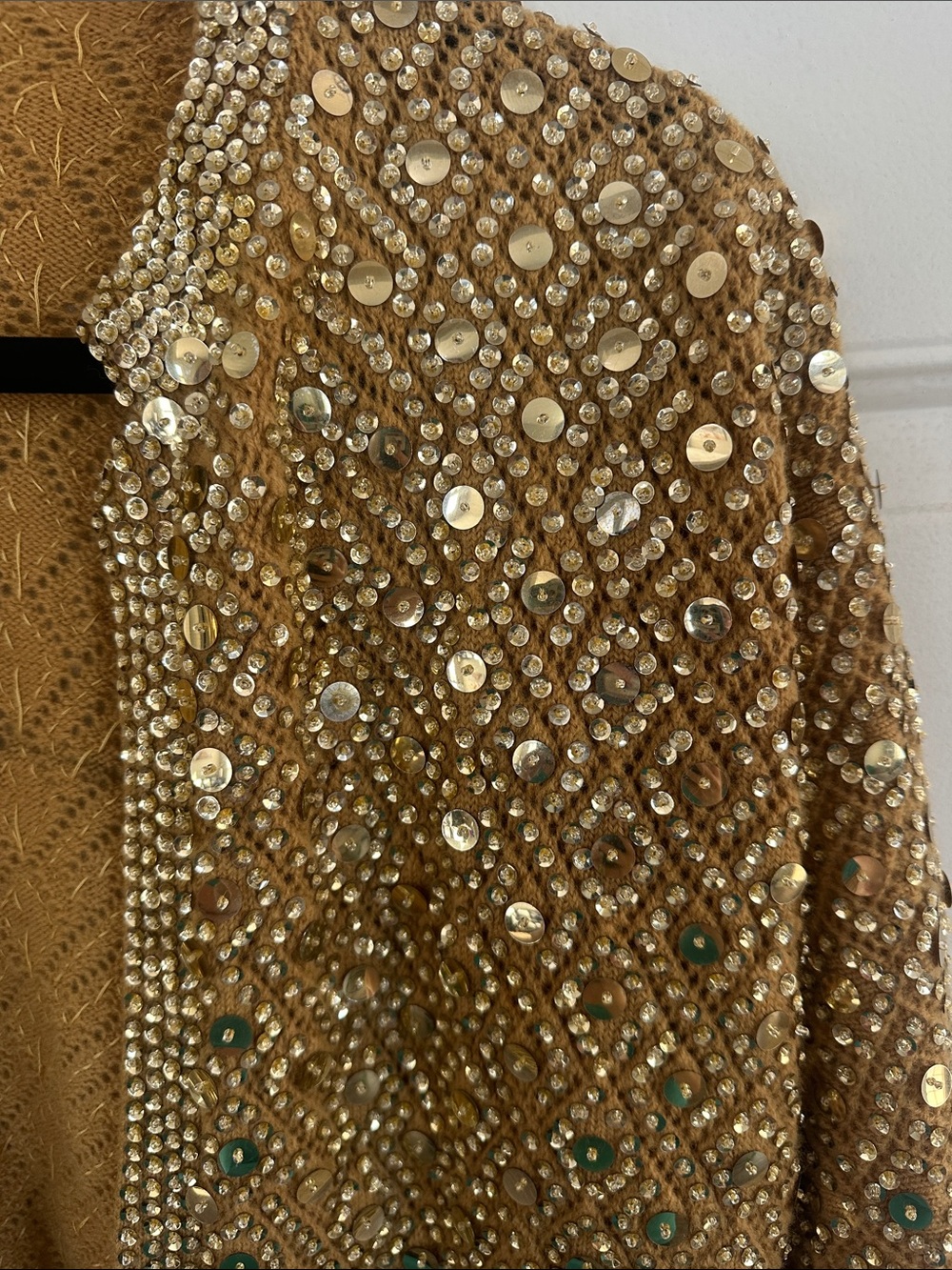 Embellished Gold Sequin Women's Cardigan Sweater - Picture 4 of 11